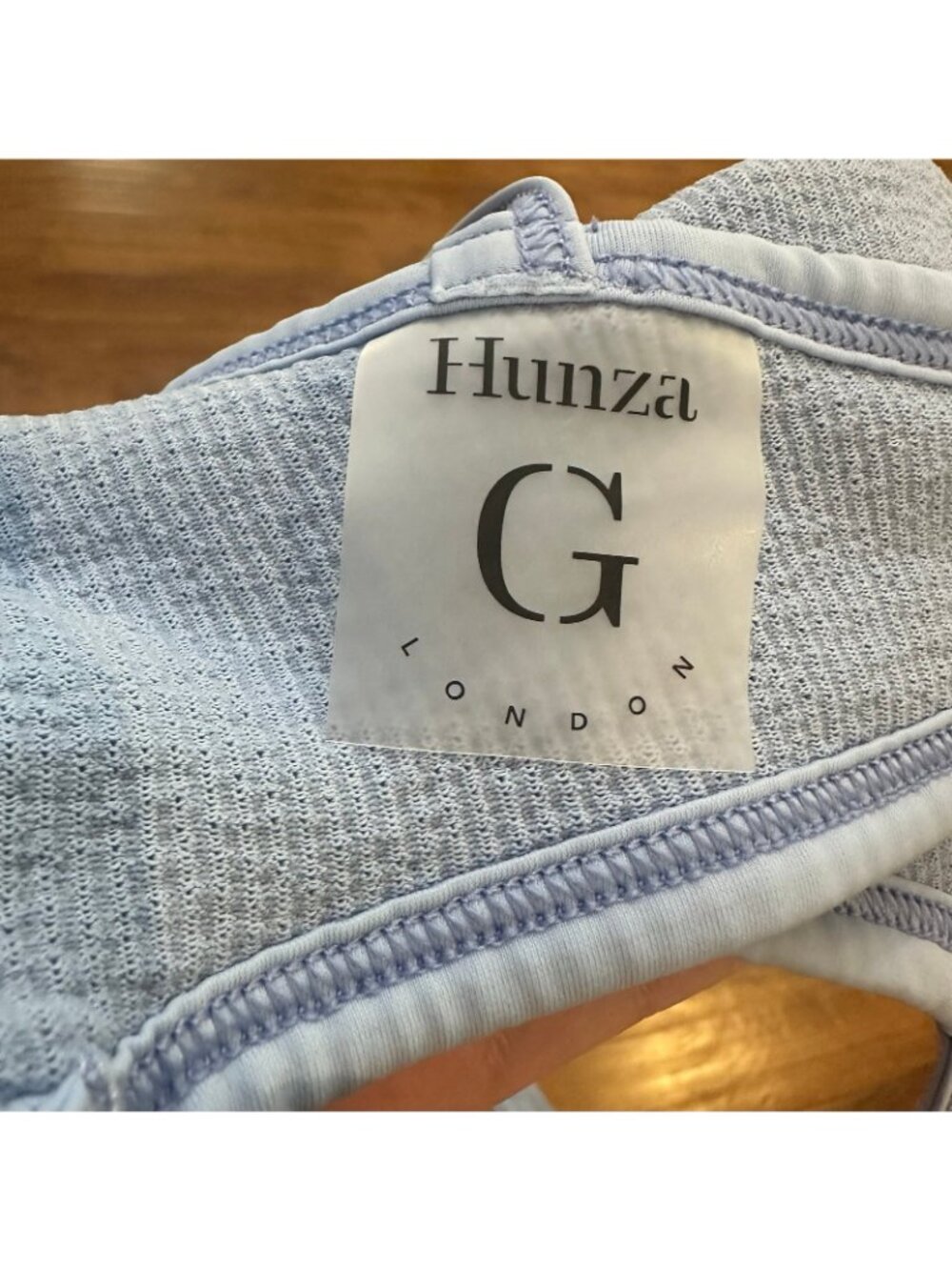 Hunza G London Tyler bikini top in cornflower blue - Picture 6 of 7